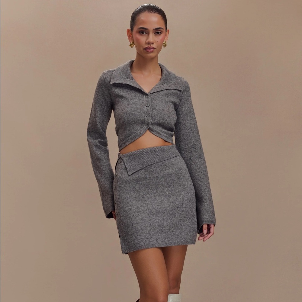 Meshki Charcoal Gray Annabelle Knit Mini Skirt - XS (NWT)